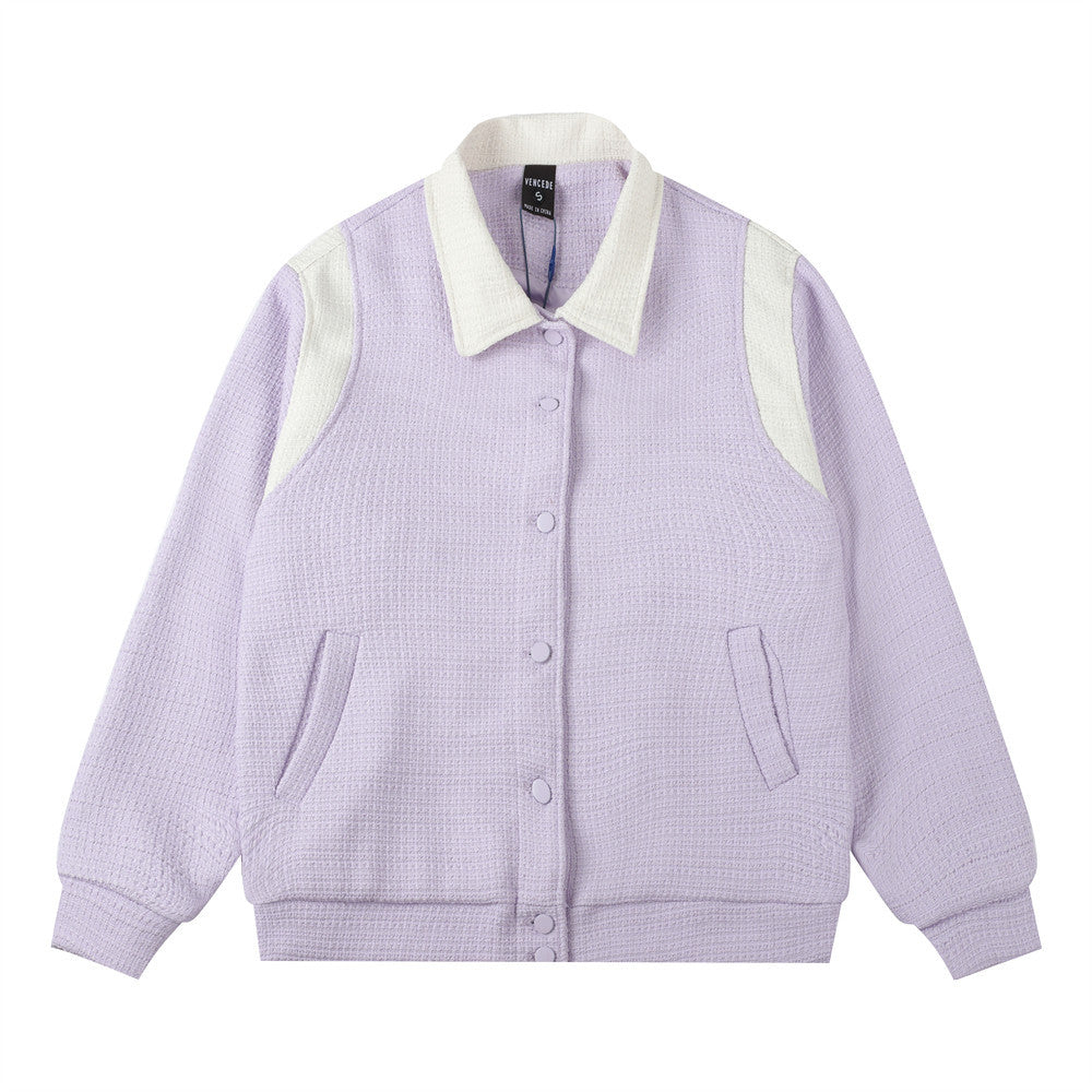 Color Stitching Turnover Neck Jacket Men's Autumn And Winter American Style