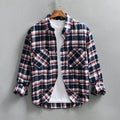 Camicia casual da uomo Valstrend Spring Retro a quadri, stile rilassato e alla moda, con colletto e bottoni frontali.