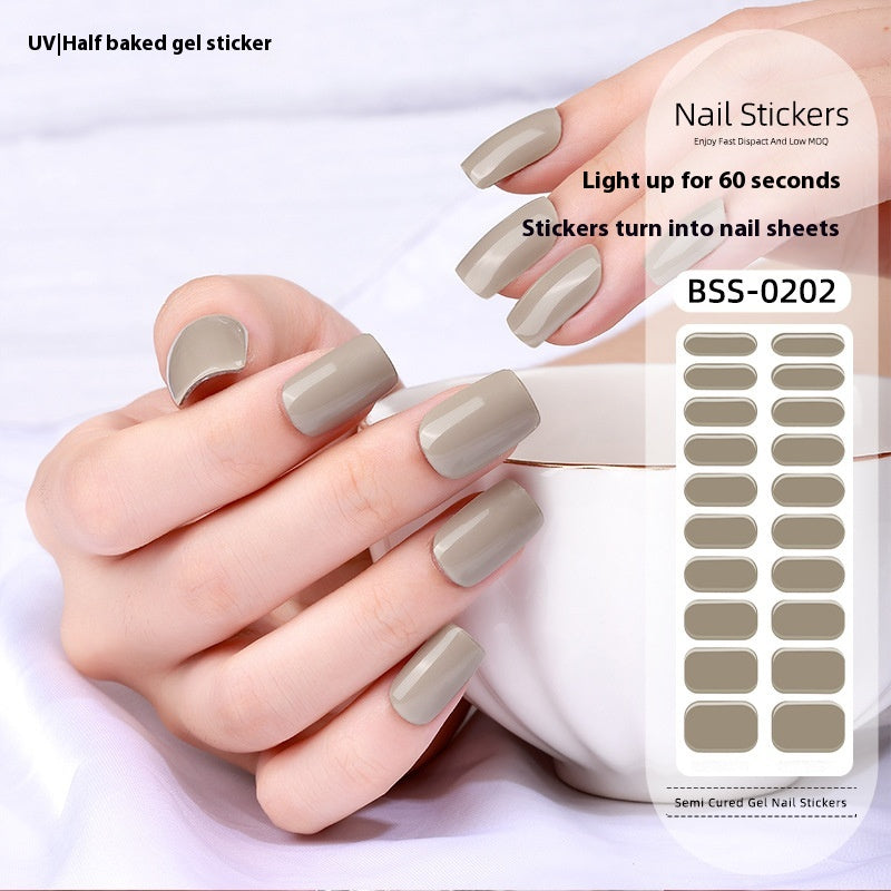 Pure Color Gel Nail Sticker Uv Phototherapy Semi-curing Nail Art Sticker