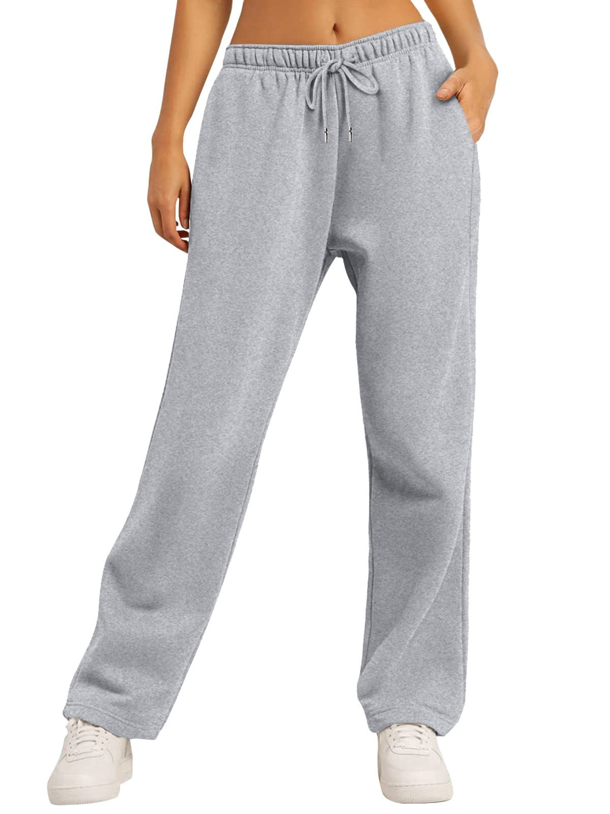 Pantaloni jogger casual da donna Valstrend shop, tessuto morbido, colore solido, vestibilità ampia e comoda, vista frontale