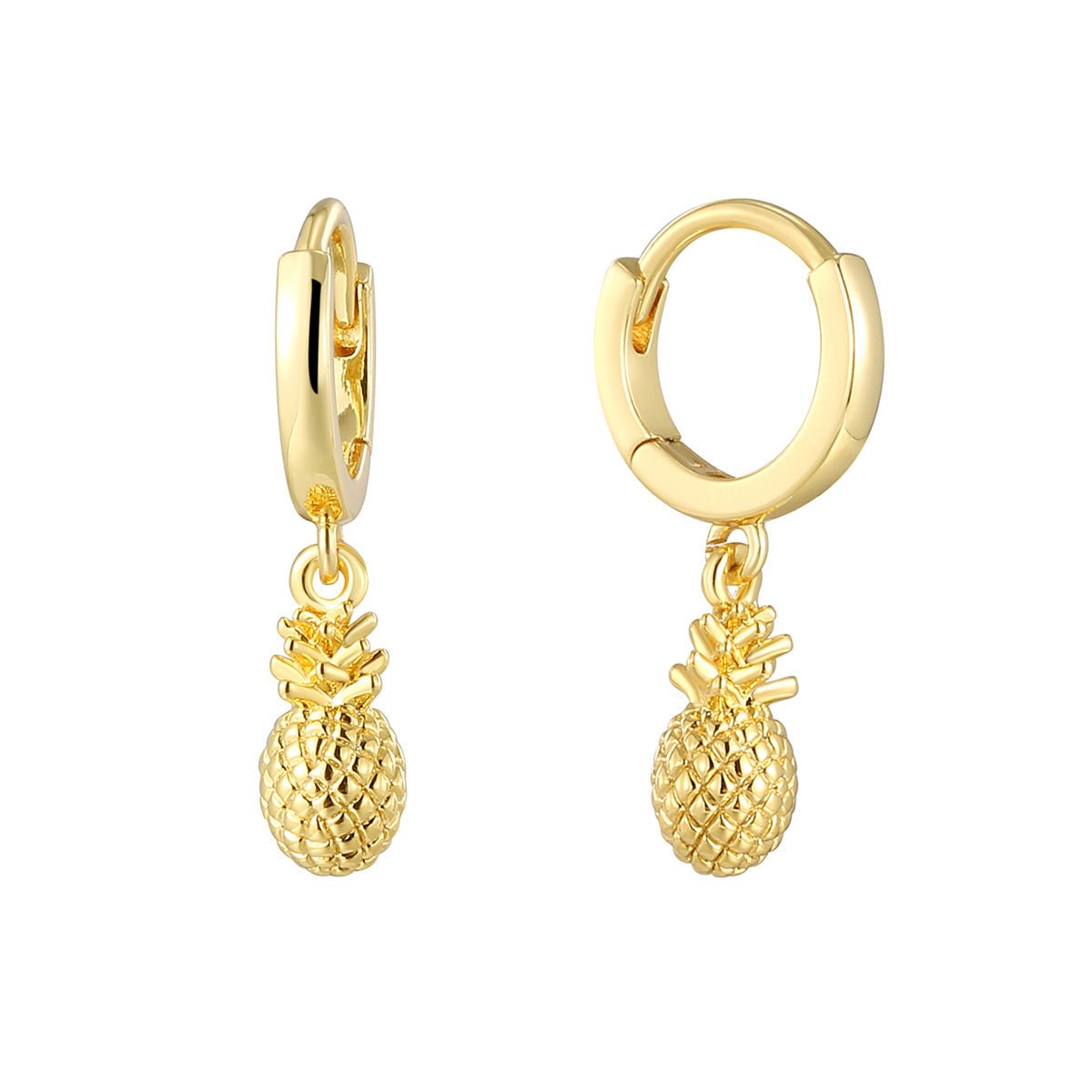 Orecchini a forma di ananas in rame placcato in oro 18K, stile carino e elegante, brand Valstrend shop