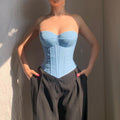 European And American Style Chest Cup Imitation Denim Top