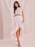 Abito lungo da donna Valstrend con ricami floreali, top con volant e toppe in tessuto patchwork, stile elegante e femminile