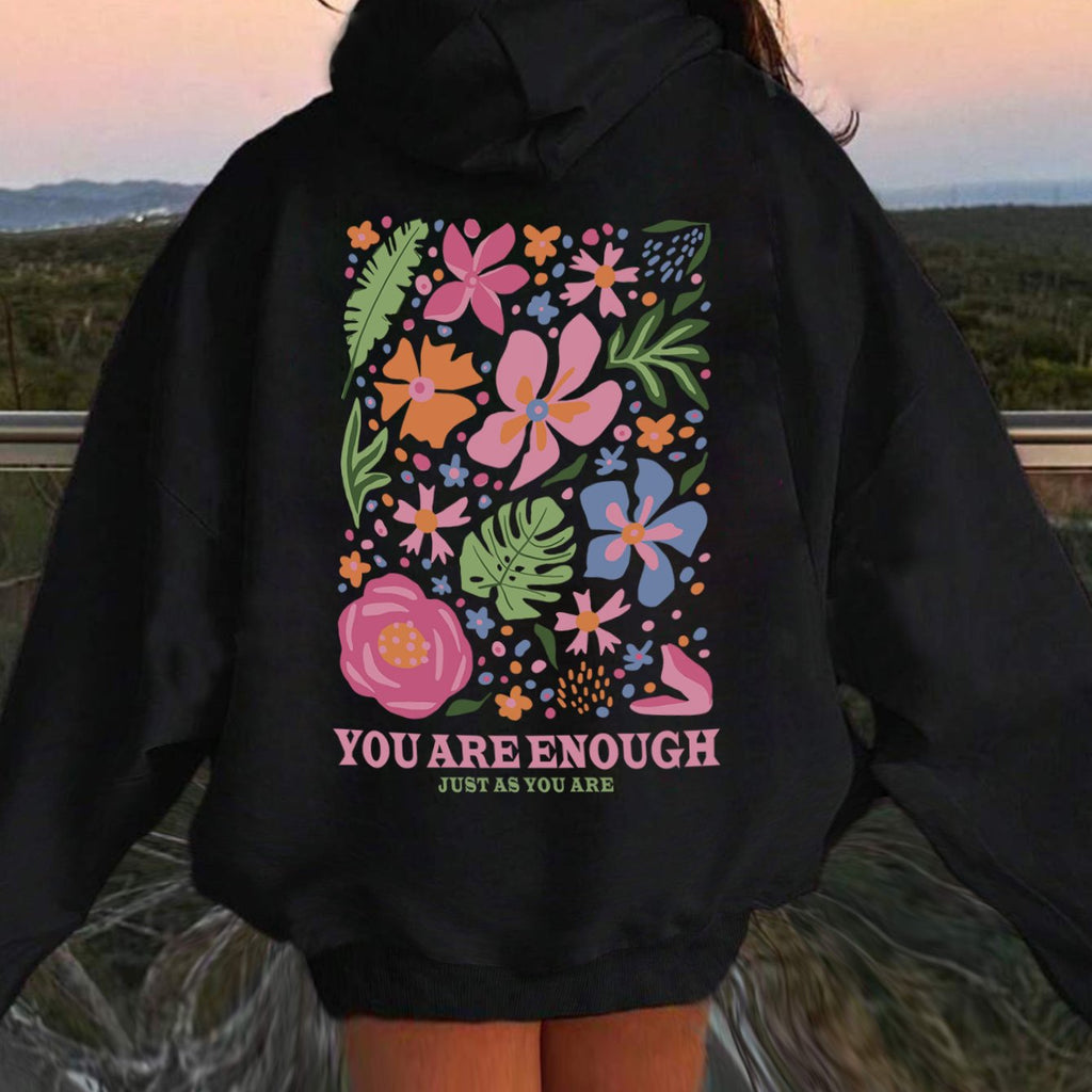 Casual Print Hoodie with Fleece Lining for, 100% Polyester Knit Fabric, Loose Fit Pullover with Hood - Fall/Winter Season, Youth Hooded Sweatshirt with Alphabet Pattern, Slight Stretch