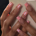Unghie finte da donna Valstrend con punte in rosa decorate con strass di cristallo, pronte per l'applicazione.
