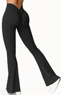Pantaloni yoga a campana Valstrend in tessuto quick-drying color pesca per fitness e esercizi, con vita alta e stile comodo
