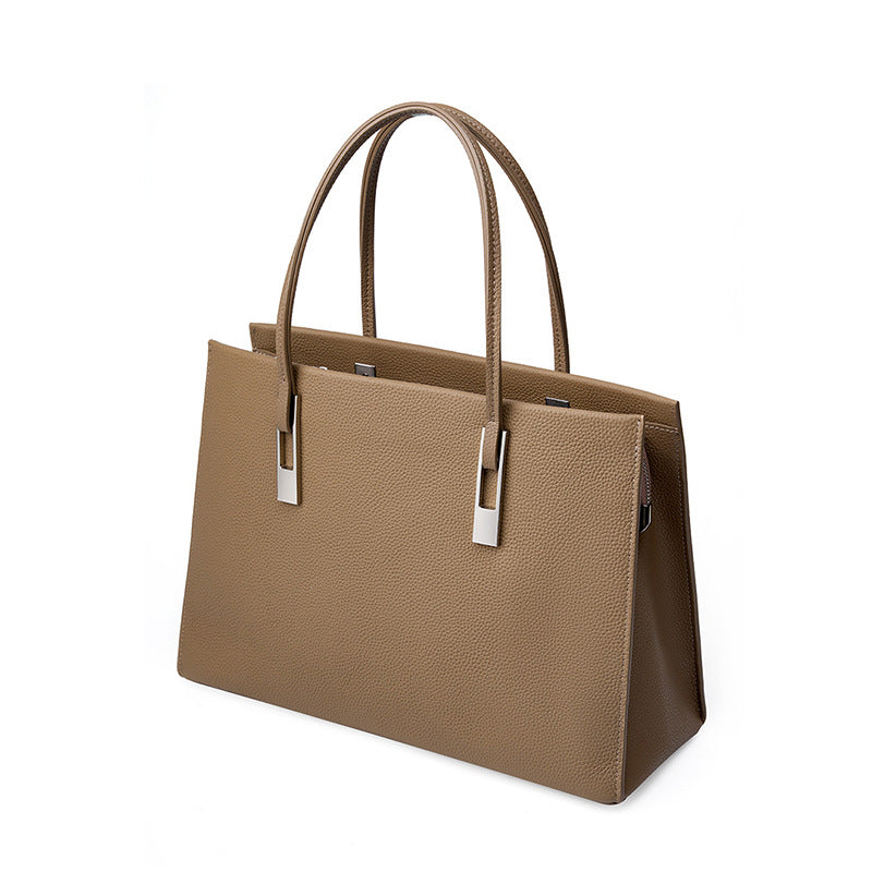 Borsa tote in pelle bovina di alta capacità con strato superiore, marca Valstrend, con manici resistenti e dettagli eleganti