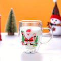 Christmas Glass Coffee Mug Set - 11.83oz, Reusable, Lead-Free, Recyclable, Round, Multipurpose, Machine Washable, Anti-Scald, Heat-Resistant, Dishwasher Safe - Santa, Reindeer, Snowman Designs - Ideal Holiday Gift (1pcs)