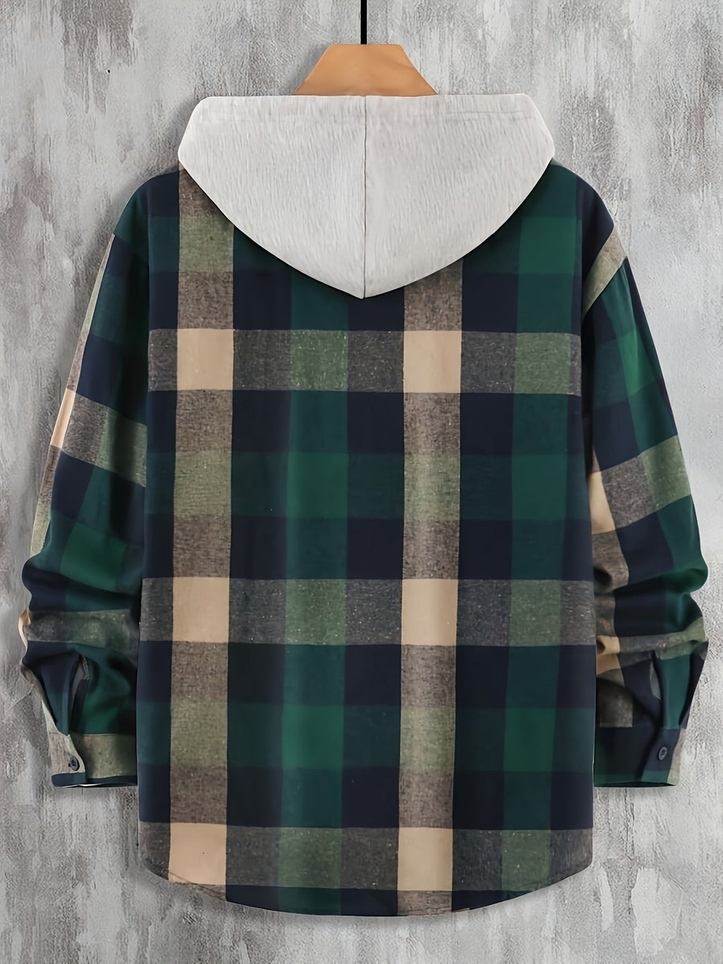 Camicia casual da uomo Valstrend con maniche regolabili, vestibilità relax, tessuto misto cotone e motivo geometrico.