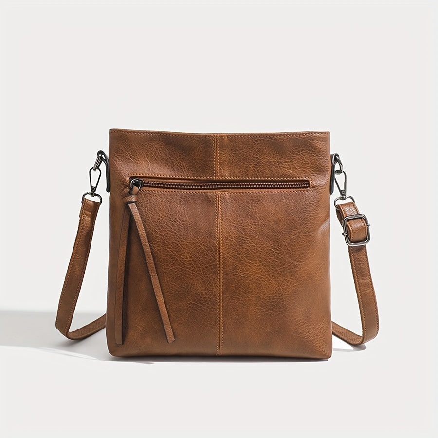 Borsa mini a tracolla retrò in pelle PU, quadrata, con zip, ideale per uso quotidiano, marchio Valstrend shop.
