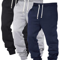 3pcs Men's Solid Color Joggers with Drawstring Waist - Casual Athletic Sweatpants, Polyester Blend, Machine Washable