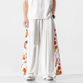 Pantaloni casual in cotone e lino stile cinese, Valstrend, con taglio comodo e dettagli eleganti, visibili in primo piano.