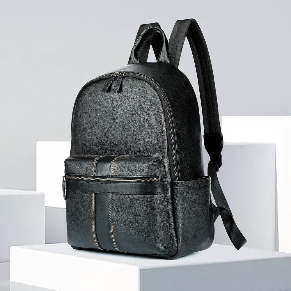 Zaino in pelle casual da uomo Valstrend, grande capacità, con design top layer e scomparti spaziosi, ideale per uso quotidiano