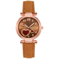 Orologio retro da donna Valstrend Style Love Watch con cinturino in pelle e quadrante decorato con cuori, stile vintage elegante