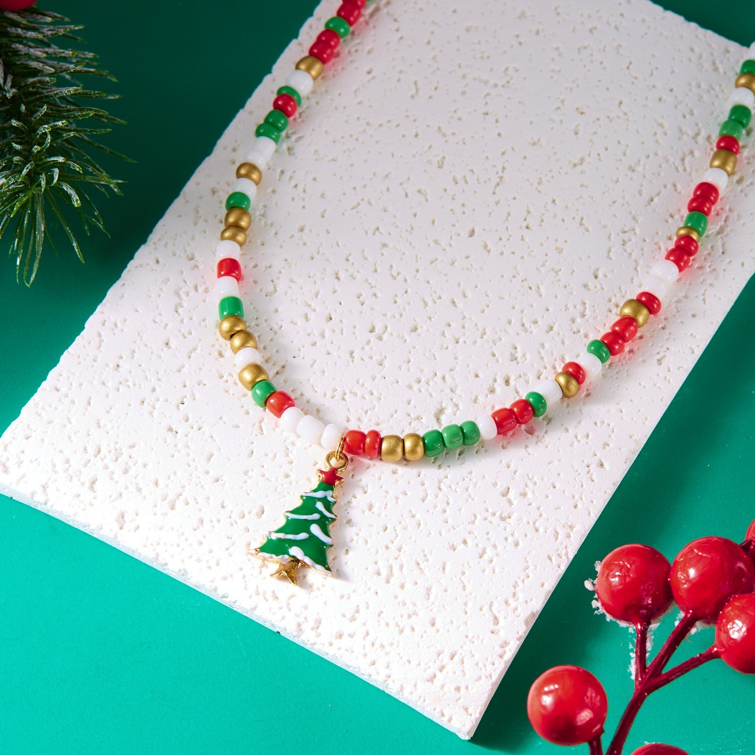 Collana natalizia con perline per donna Valstrend, pendente elegante e alla moda, ideale come accessorio festivo.