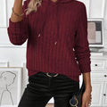 Ribbed Drawstring Hoodie, Casual Long Sleeve Hoodies Sweatshirt For Spring & Fall, Women's Clothing