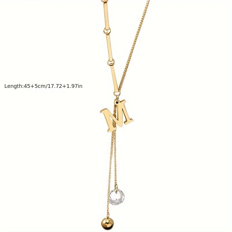 Collana con pendente lettera M in acciaio titanio, design di nicchia, stile hip-hop, accessori moda per donna.