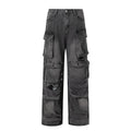 Pantaloni donna in jeans cargo con tasche, stile casual, marca Valstrend shop, dettaglio delle tasche laterali e vestibilità comoda