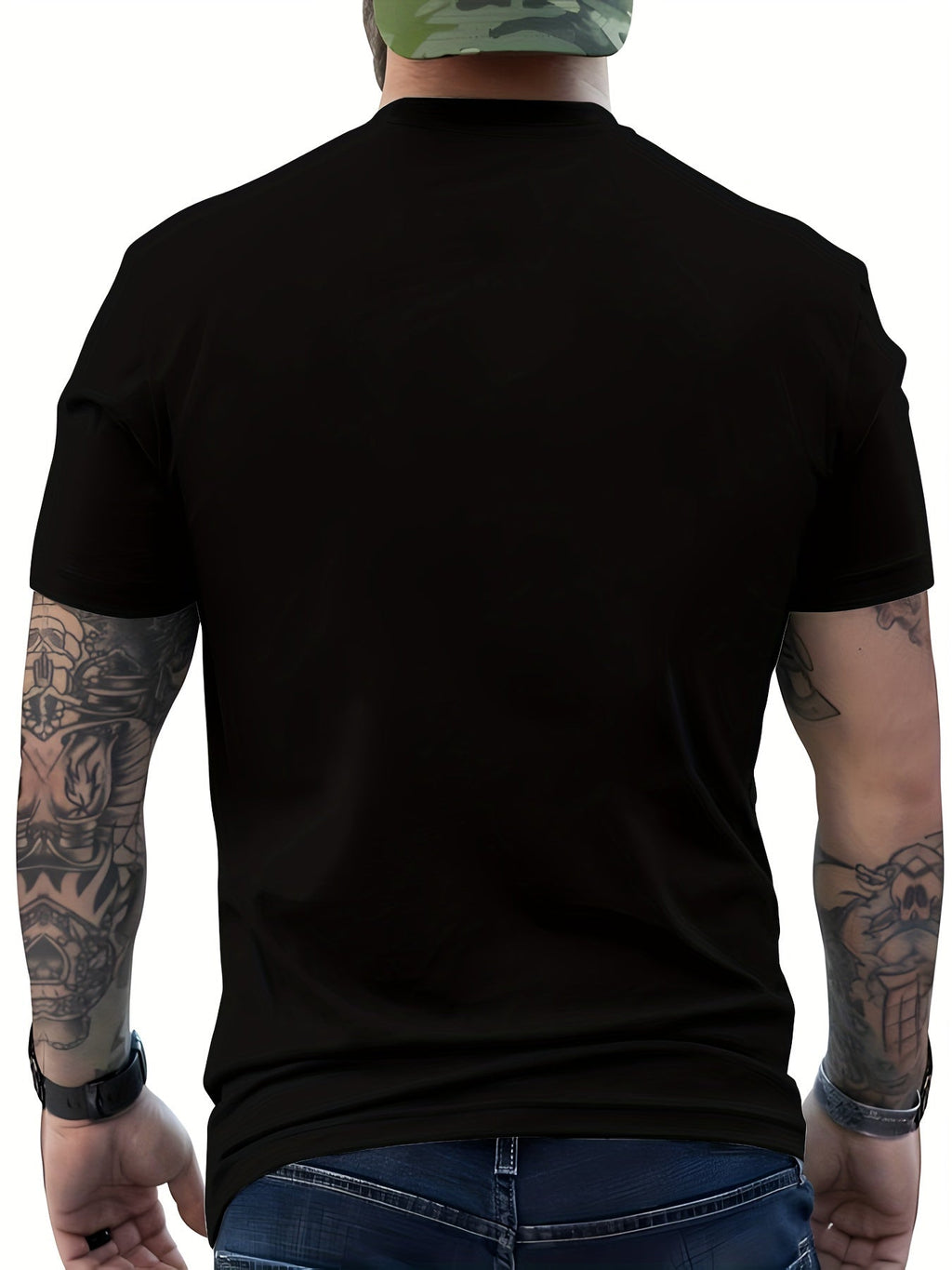 Maglietta da uomo Valstrend con stampa 3D, girocollo casual, lavabile in lavatrice, tessuto in misto poliestere, stile moderno.