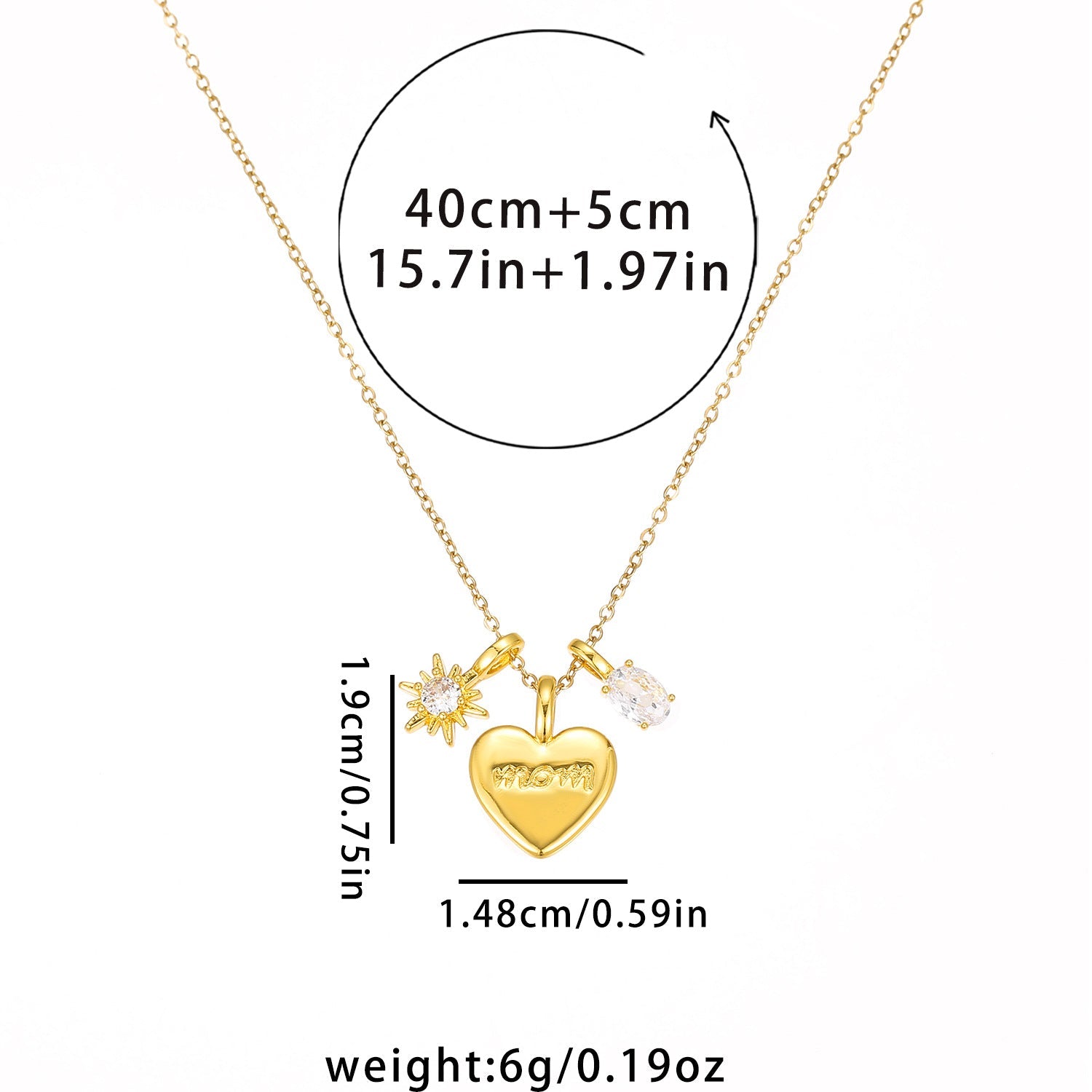 Ciondolo Madre con lettera d'amore per la Festa della Mamma, pendente in argento con incisioni eleganti, prodotto Valstrend Shop