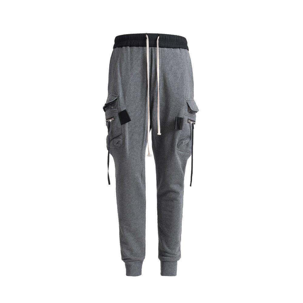 Large Pocket Drawstring Zipper With Bound Feet Small Foot Workwear Harlan Men's Slimming Pants