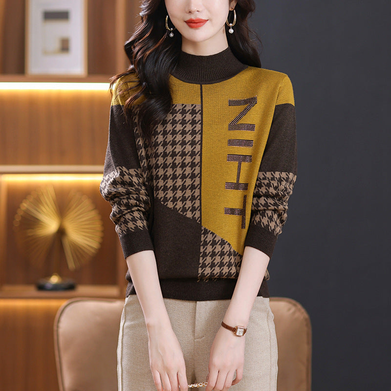 Color Matching Western Style Inner Wear Knitwear Thick