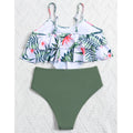 Bikini a vita alta con stampa multicolore e design sexy, marchio Valstrend shop, con dettagli colorati e tessuto estivo.