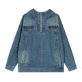 Felpa con collo alto e cappuccio in denim da uomo, stile europeo e americano, marca Valstrend Shop.