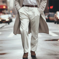 Pantaloni formali da uomo Valstrend con tasche a sbieco, vita media, stile sciolto, in tessuto tinta unita.
