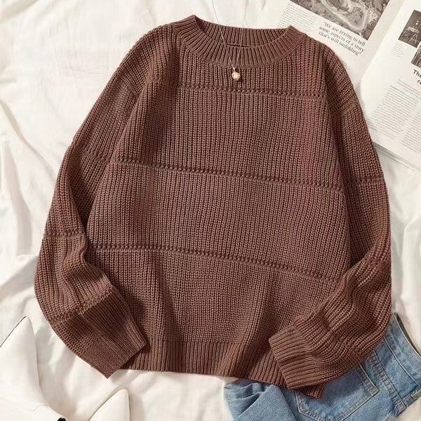 Top casual da donna Valstrend, maglia morbida e comoda con scollo rotondo e maniche lunghe, perfetta per un look rilassato