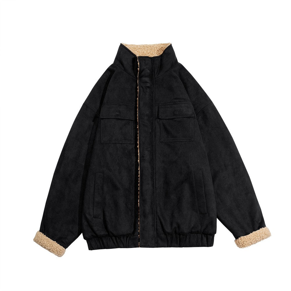 Cappotto in pile di cotone Berber per uomo, stile retrò, imbottito, marca Valstrend, mostra dettagli del tessuto e design caldo.