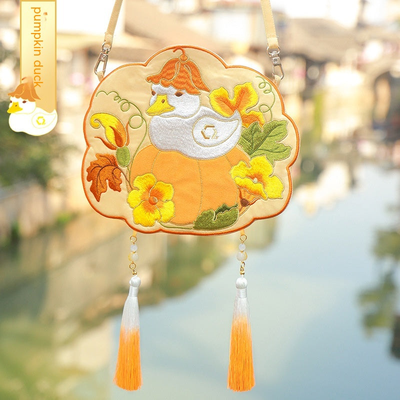 Borsa a tracolla in stile antico cinese Han, ricamata, con dettagli decorativi, di marca Valstrend shop.