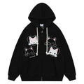 Cardigan con ricami di gatto cartone animato, morbido e adorabile, marca Valstrend shop, indossato con dettagli colorati e comodi.