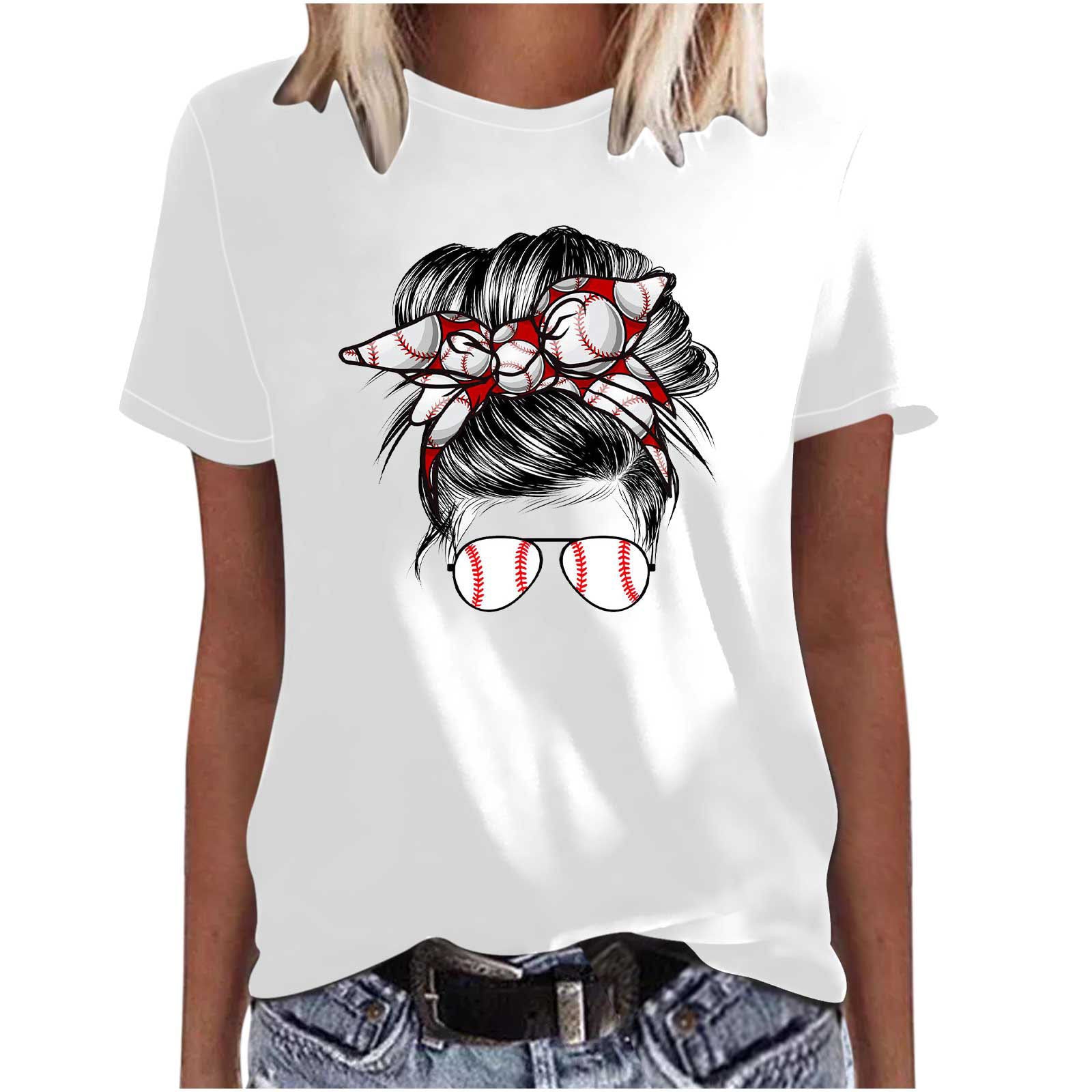 Mother's Day Baseball Women's Various Styles Loose-fitting Pullover Round-neck Short-sleeved T-shirt