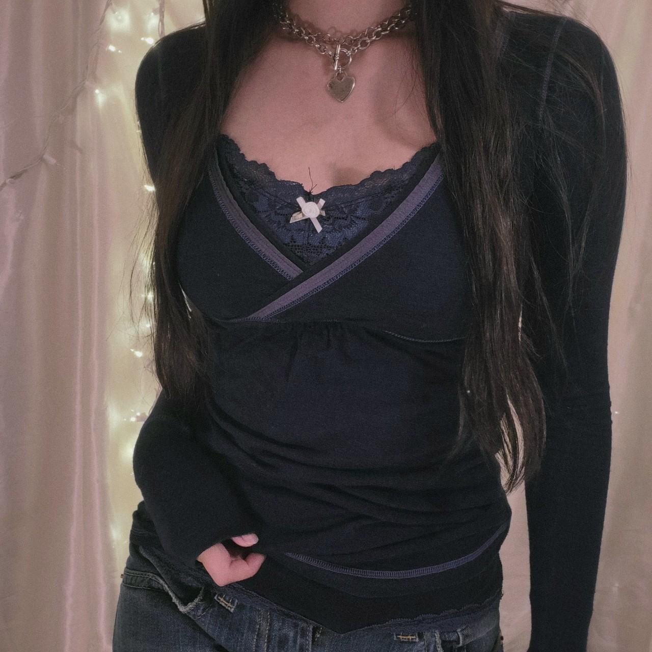 Women's Long-sleeved T-shirt Lace Bow Top Sexy Slim Bottoming Shirt