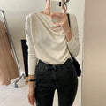 T-shirt donna in cotone a maniche lunghe Valstrend, tinta unita, comodità e stile casual per il tempo libero.