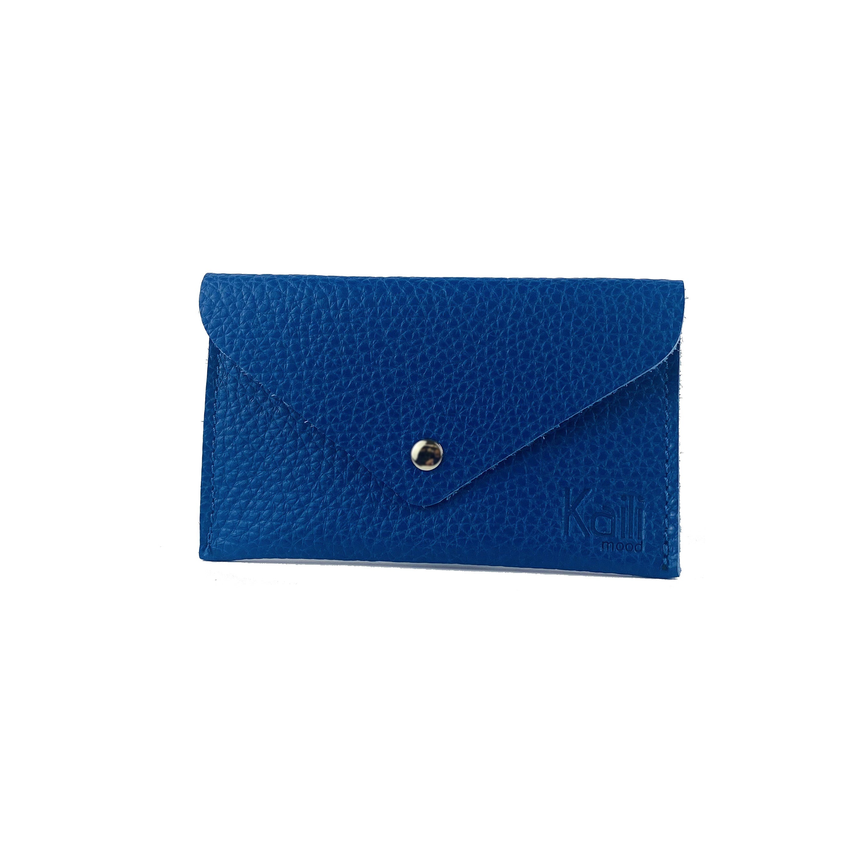 Custodia portaoggetti in pelle pieno fiore blu di Kaili Mood, dimensioni 13x8x0,5 cm, con scatola regalo rigida.