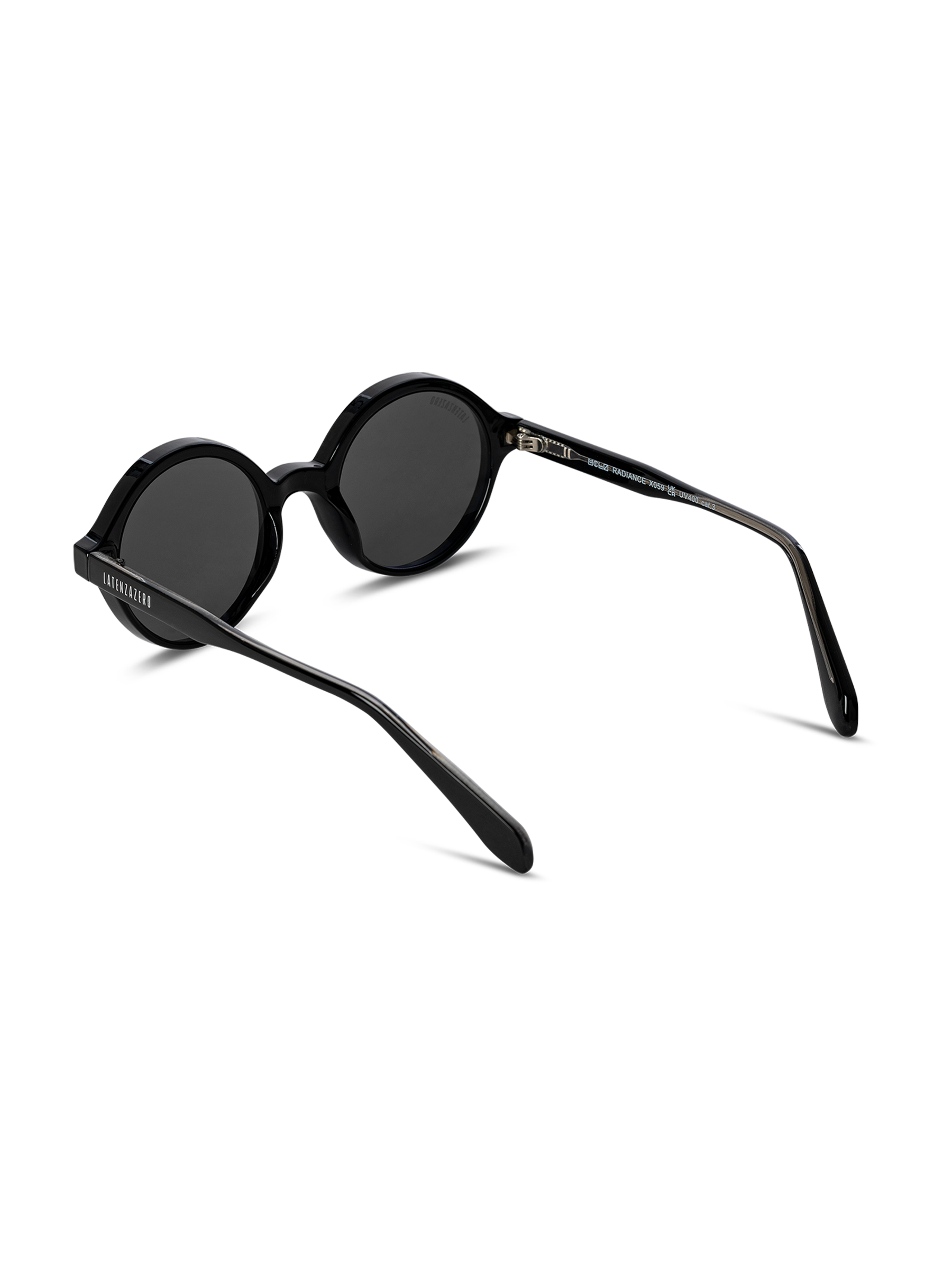 Occhiali da sole Latenzazero Radiance neri, design elegante e moderno con montatura resistente e lenti scure.