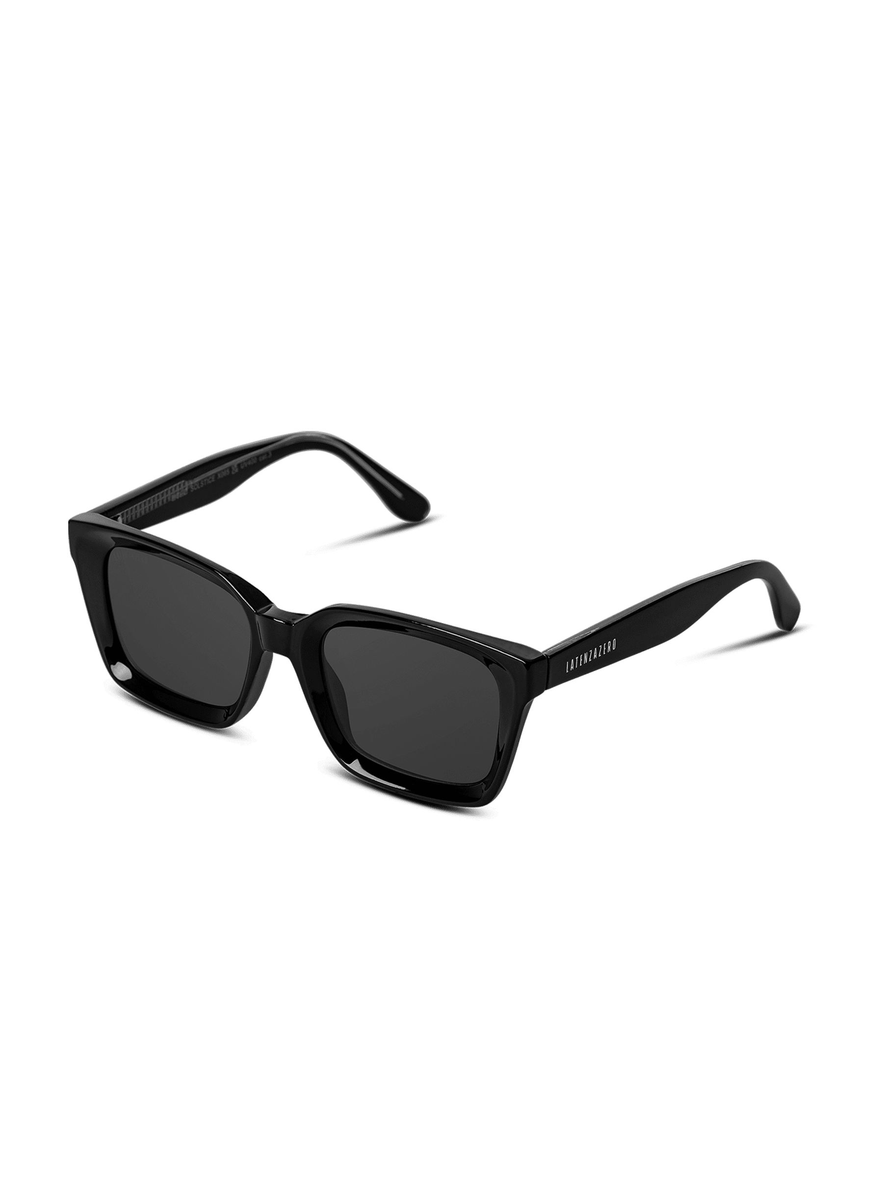 Occhiali da sole neri Latenzazero Solstice Resonance, stile moderno e protezione UV, con montatura robusta e design elegante.