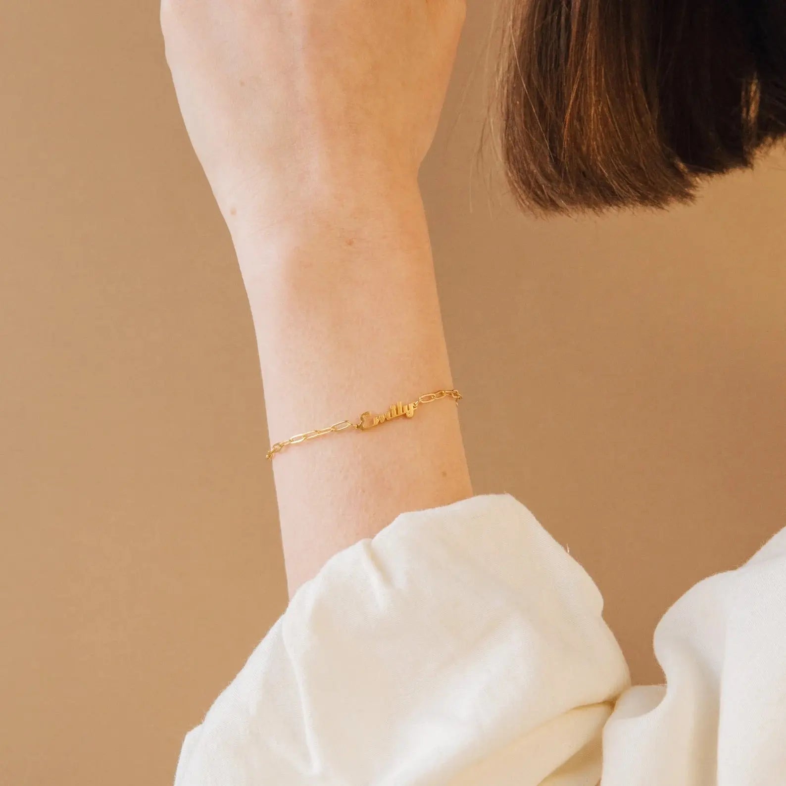 Bracciale Maiden-Art in oro con nome personalizzato, braccialetto elegante con incisione del nome su cinturino sottile