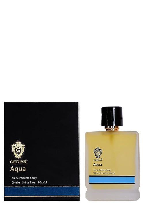 Profumo unisex Aqua 100 ML di Sajishop, fragranza a lunga durata per uomo e donna, bottiglia elegante e compatta.