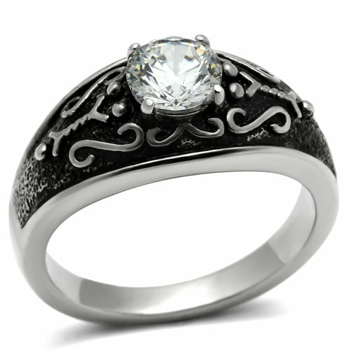 Anello in acciaio inossidabile lucido senza placcatura con qualità AAA, modello TK373, dall'aspetto elegante e riflettente.