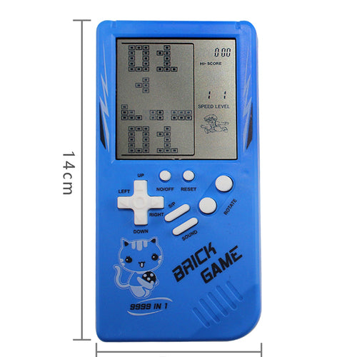 Giocatore portatile Tetris retrò per bambini, colore giallo, marca Sajishop, con schermo e pulsanti visibili.