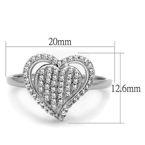 Anello in argento sterling 925 con rhodium, modello TS192, con pietra CZ di alta qualità trasparente, da Sajishop.