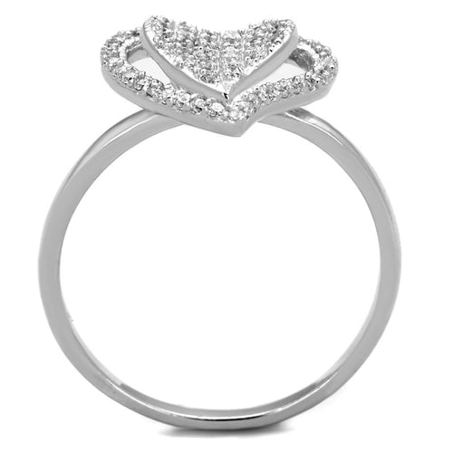 Anello in argento sterling 925 con rhodium e zirconi di alta qualità, chiaro, dal design elegante e raffinato.