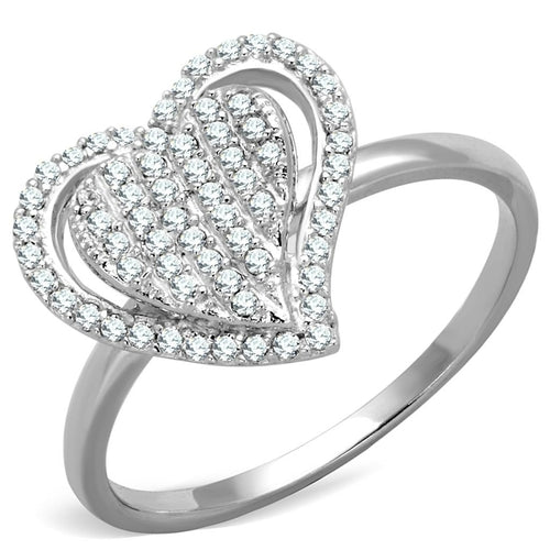Anello in argento sterling 925 placcato rodio con zirconia chiara di alta qualità, modello TS192 di Sajishop.