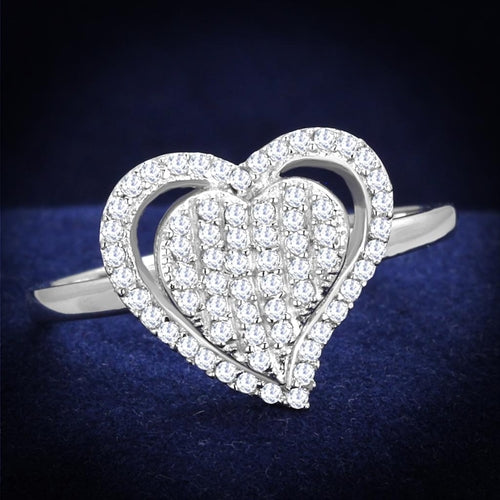 Anello in argento sterling 925 con rhodium e zirconi di alta qualità, modello TS192, con pietra chiara e brillante.