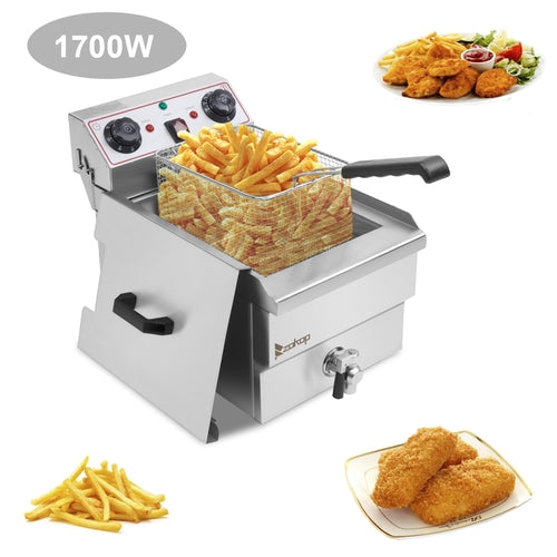 Friggitrice ad olio in acciaio inossidabile da 12,5 quart con rubinetto singolo, capacità di 11,8 litri, modello Sajishop