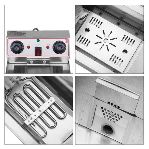 Friggitrice elettrica in acciaio inox Sajishop da 1,7KW con tank singolo da 12,5QT/11,8L, con rubinetto e struttura resistente