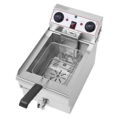 Friggitrice a immersione in acciaio inossidabile da 11,8 litri con rubinetto, potenza di 1.7KW, modello Sajishop